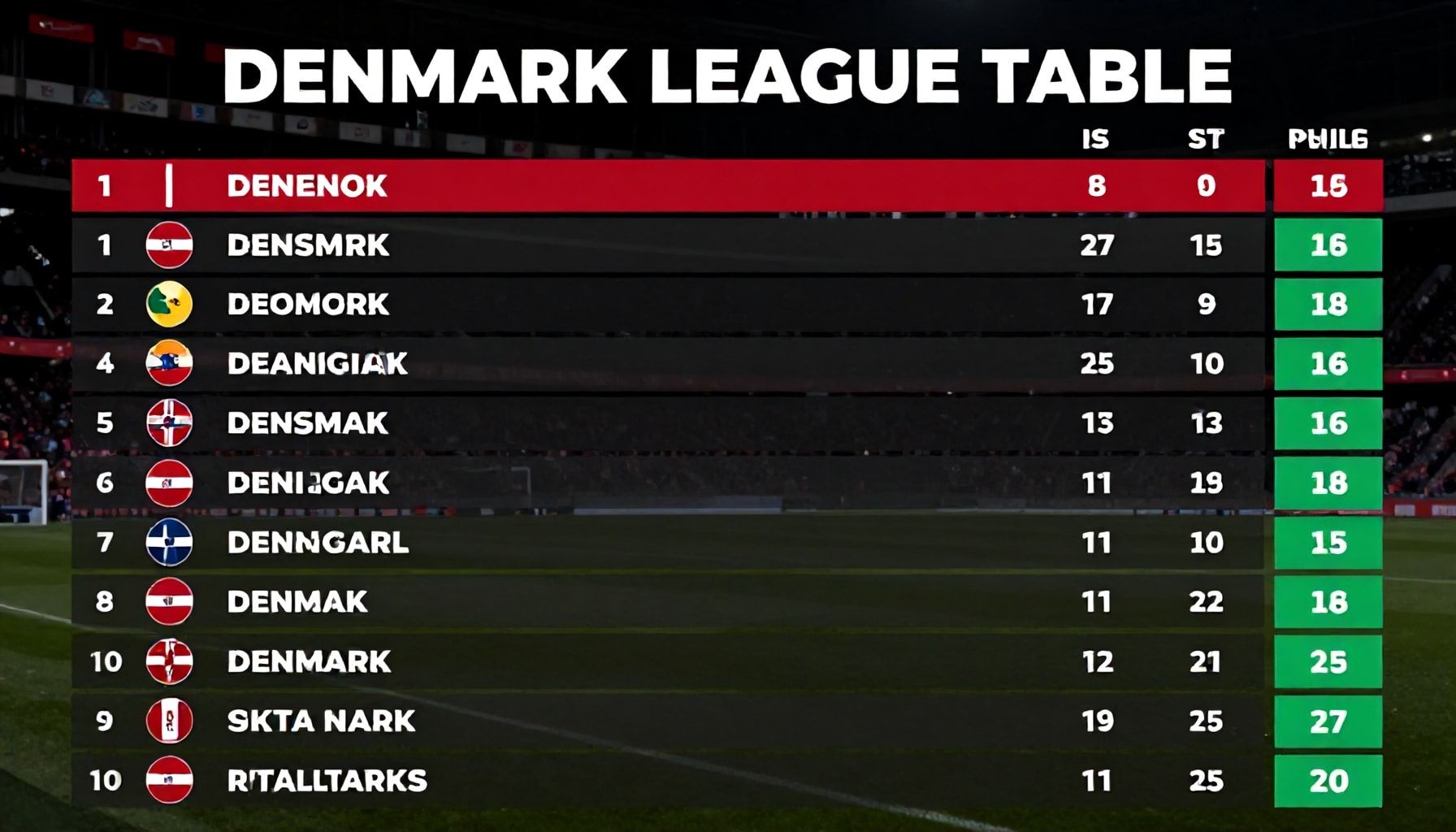 Danimarka Ligi Puan Durumu: Takımların Sıralaması ve Performans Analizi*