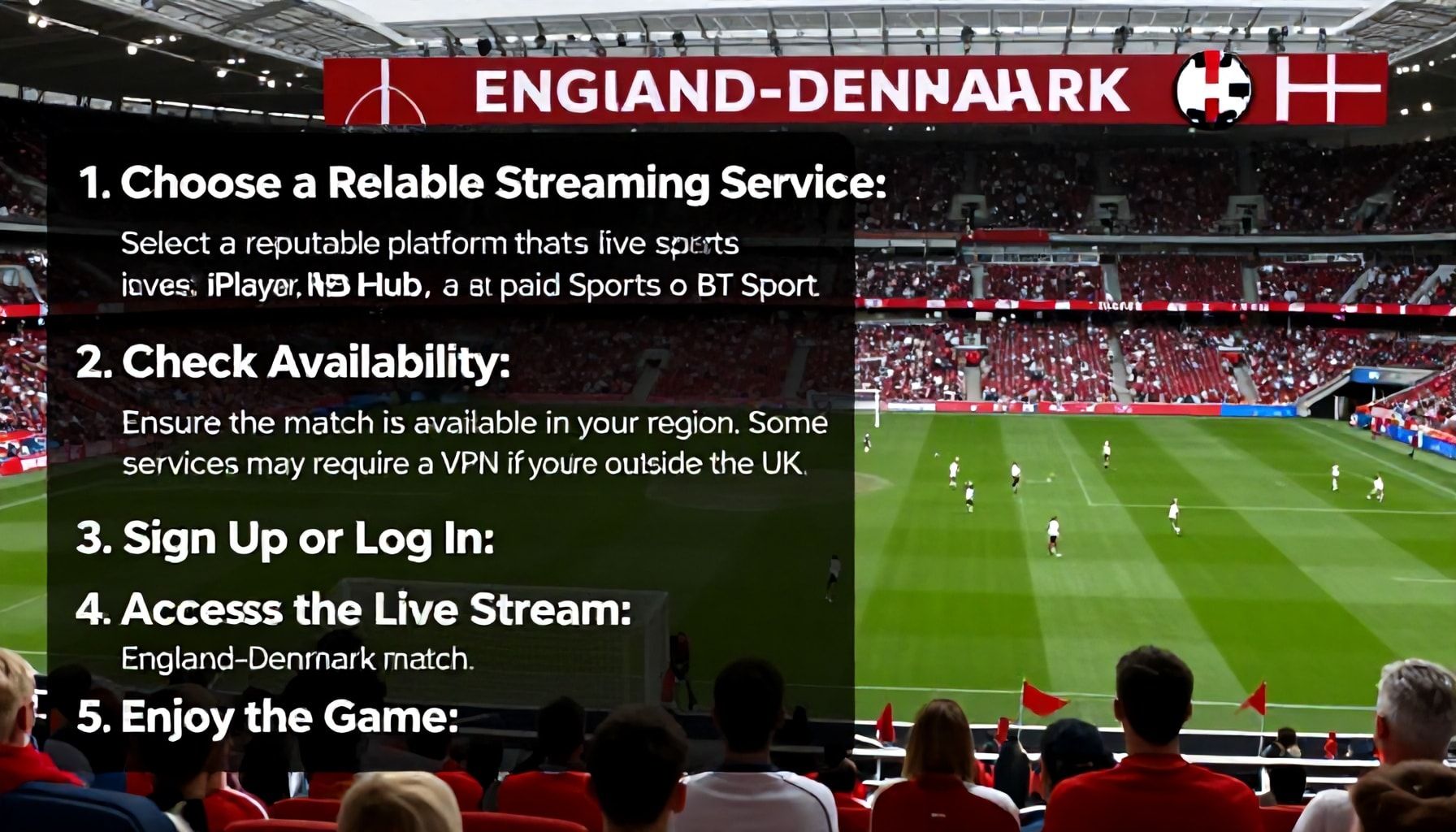 İngiltere-Danimarka maçını canlı olarak izlemek için 5 adım*