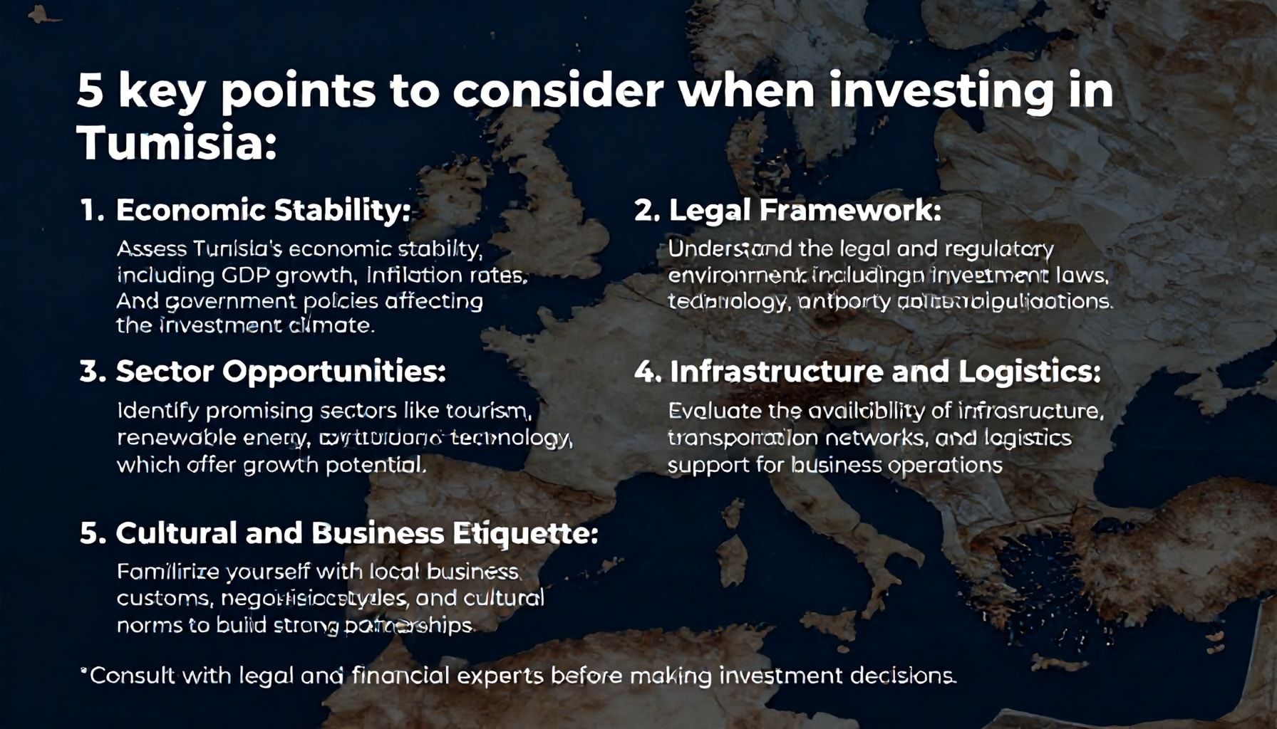 Tunus’ta Yatırım Yaparken Dikkat Etmeniz Gereken 5 Ana Nokta*